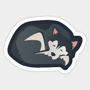 The Sleeping Husky - Digital Illustration Of a Siberian Husky Sticker